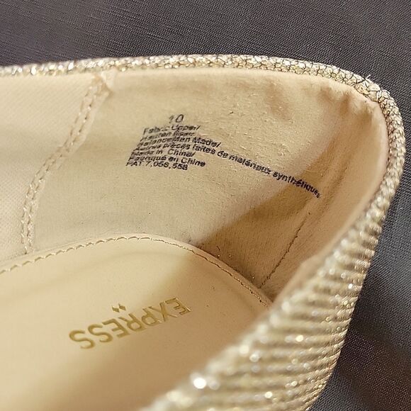 EXPRESS GOLD GLITTER EMBROIDERY POINTED TOE SLIP-ON WOMEN"S FLAT - Picture 12 of 16